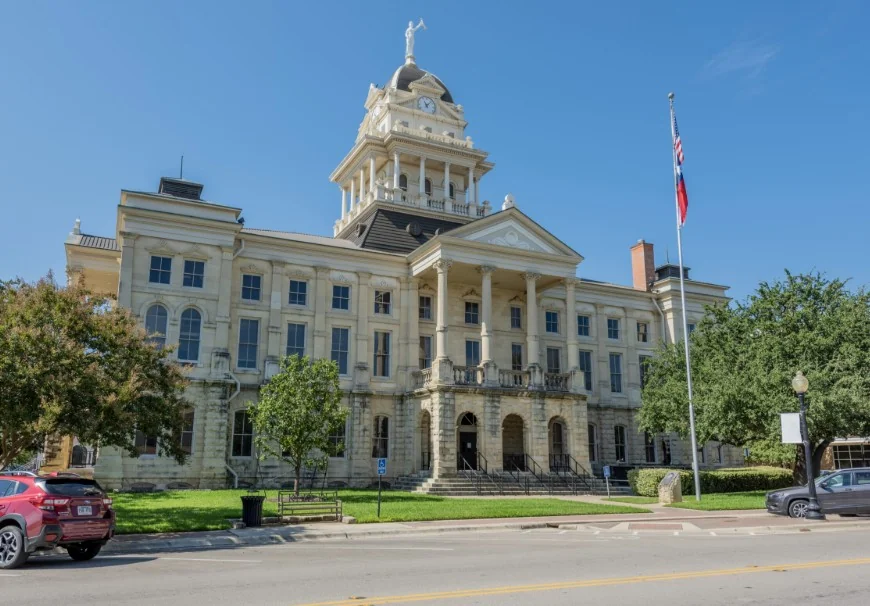 The Bell County Courthouse on the square in downtown Belton, Texas